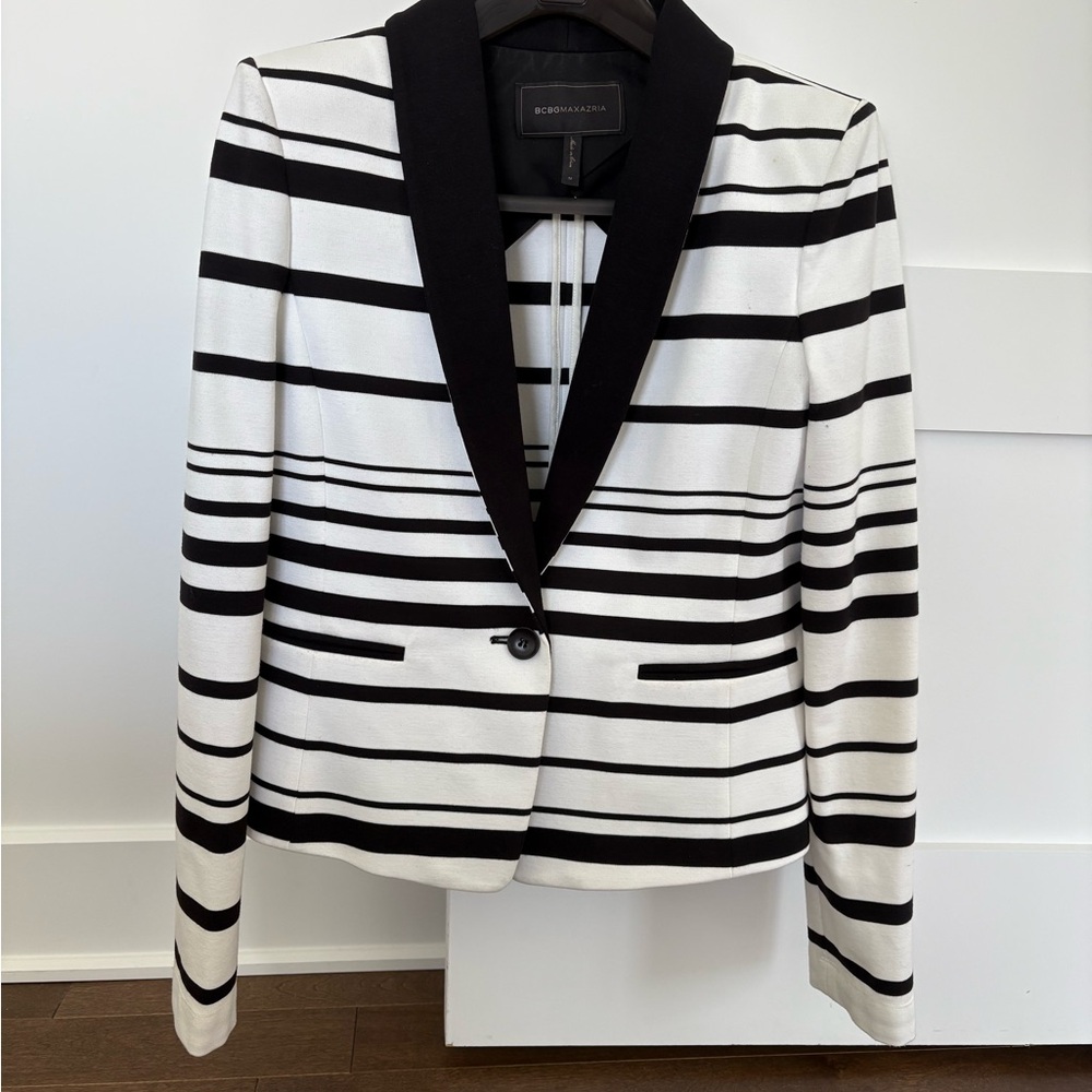 BCBGMaxAzria Black and White Striped Blazer